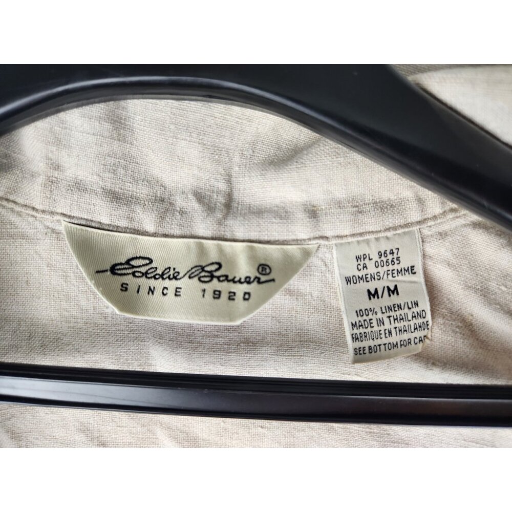 Eddie Bauer Linen Jumper Dress Size Medium Beige Vintage Prairie Cottagecore‎ - Picture 8 of 12